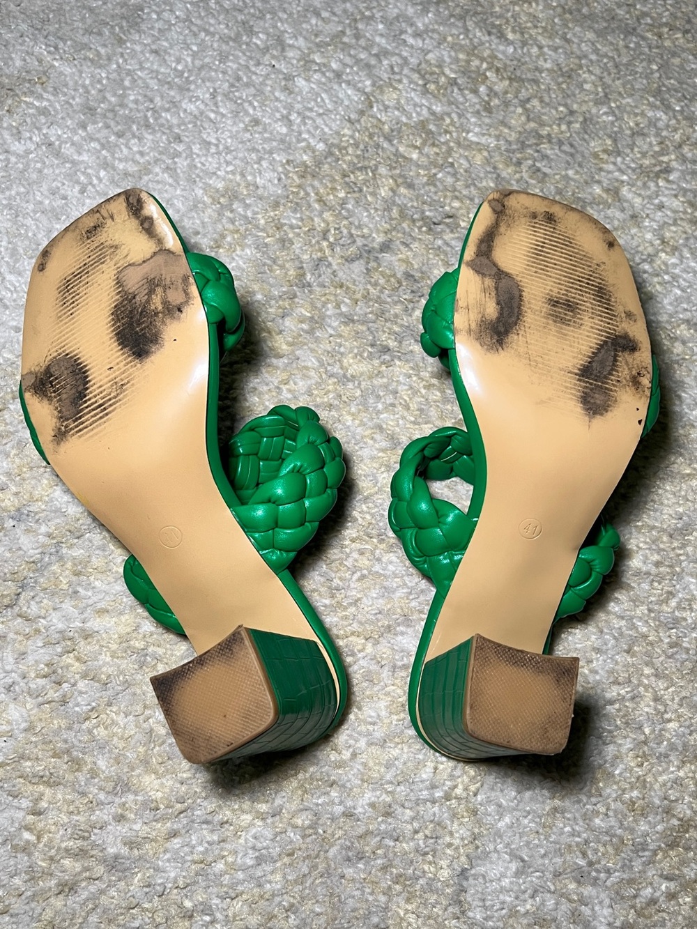 Green Braided Double Strap Mule Heels – Size 9 - Picture 4 of 6